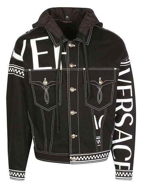 versace logo denim jacket|Versace windbreaker jacket.